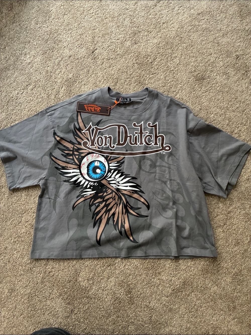 Von Dutch Gray Tee with  Eyeball Graphic